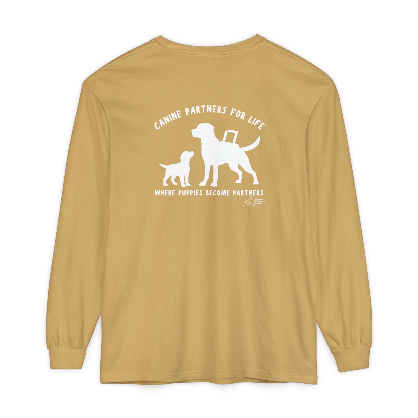 Where Puppies Become Partners Unisex Comfort Colors Long Sleeve