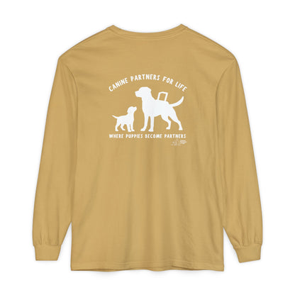 Where Puppies Become Partners Unisex Comfort Colors Long Sleeve