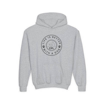 Life is Better with a Dog Kids Gildan Hooded Sweatshirt