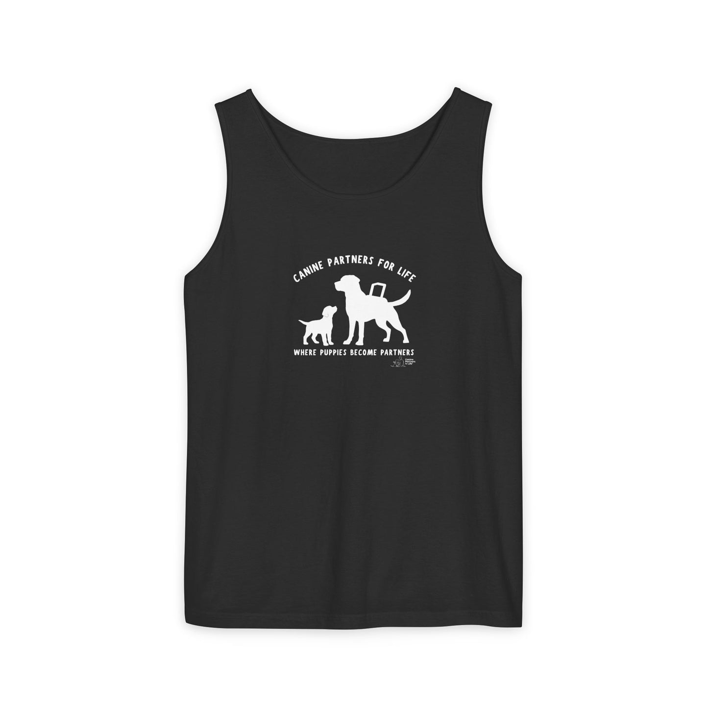 Where Puppies Become Partners Unisex Comfort Colors Tank Top