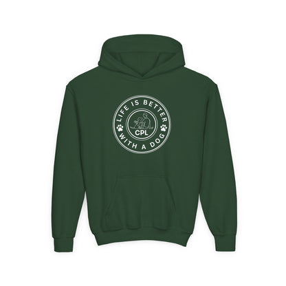 Life is Better with a Dog Kids Gildan Hooded Sweatshirt