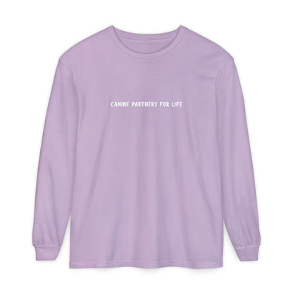 Where Puppies Become Partners Unisex Comfort Colors Long Sleeve