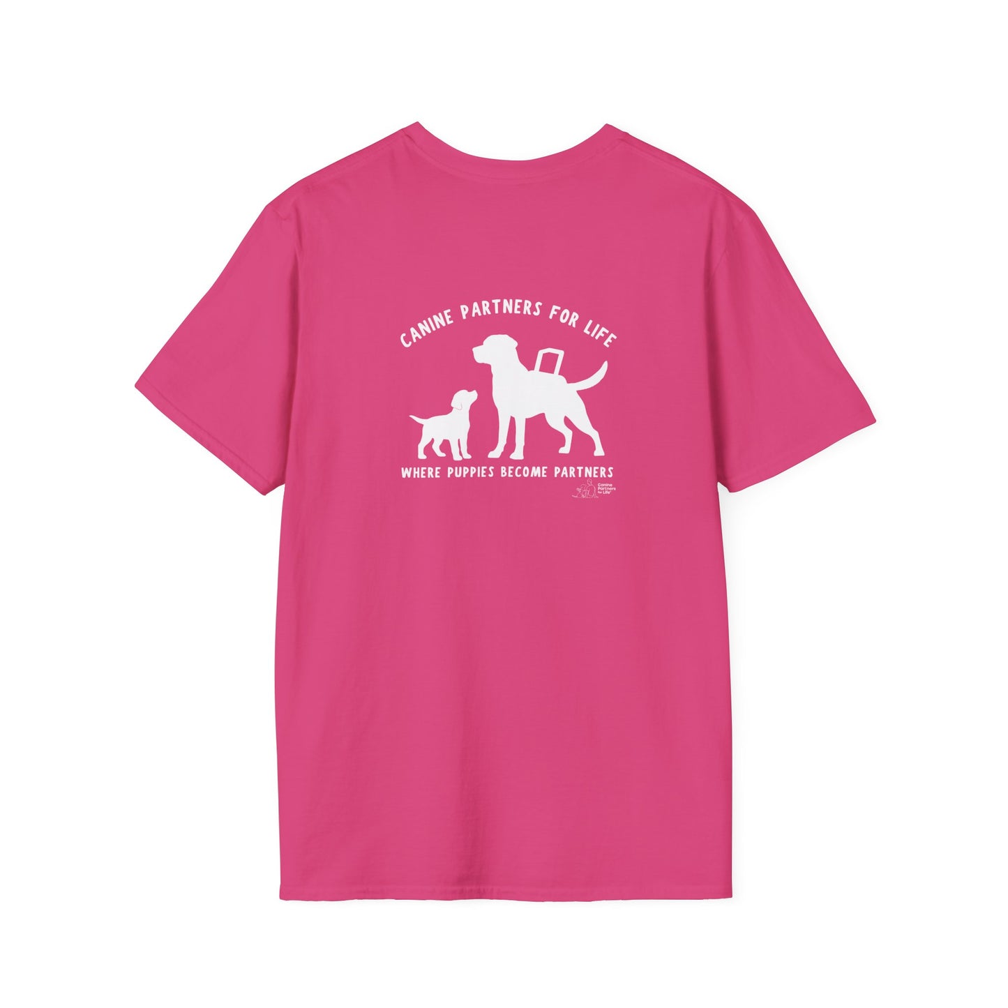 Where Puppies Become Partners Unisex Gildan Soft T-Shirt