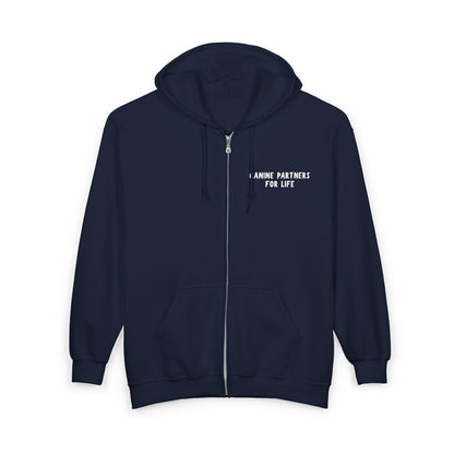 Where Puppies Become Partners Hooded Zip-Up Unisex Sweatshirt