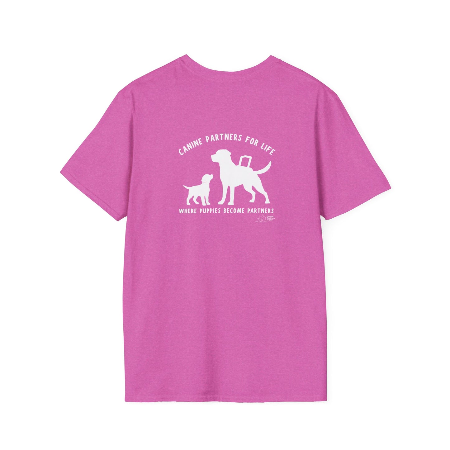 Where Puppies Become Partners Unisex Gildan Soft T-Shirt