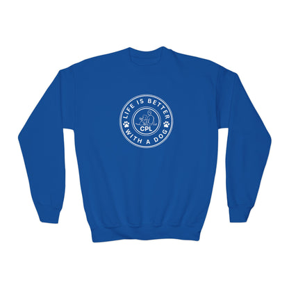 Life is Better with a Dog Kids Gildan Crewneck Sweatshirt