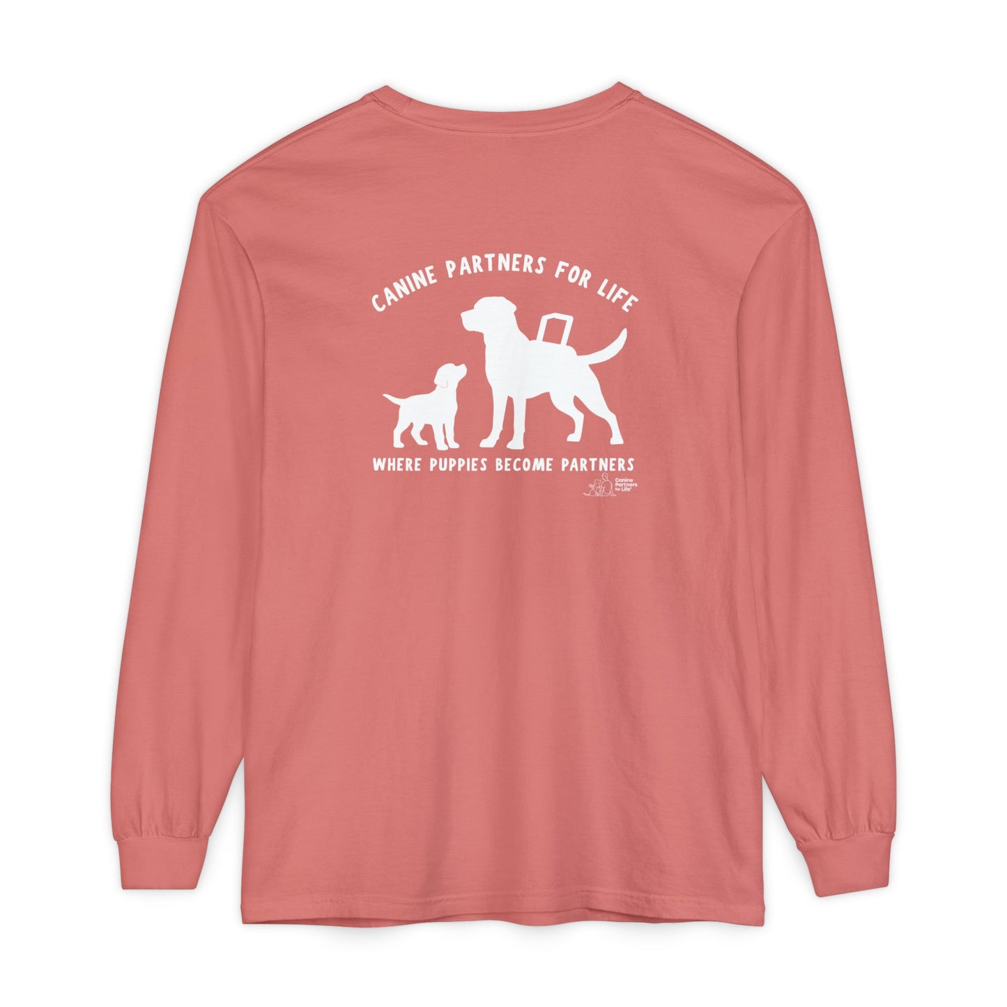 Where Puppies Become Partners Unisex Comfort Colors Long Sleeve