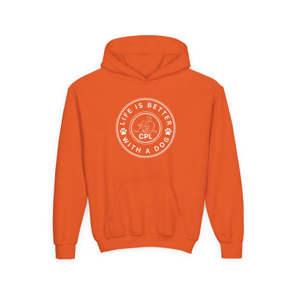 Life is Better with a Dog Kids Gildan Hooded Sweatshirt