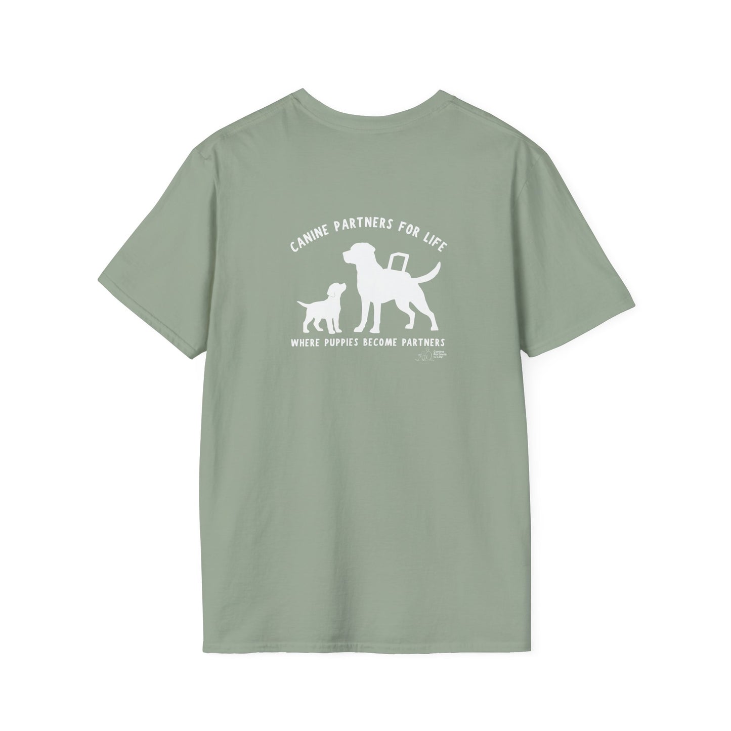 Where Puppies Become Partners Unisex Gildan Soft T-Shirt