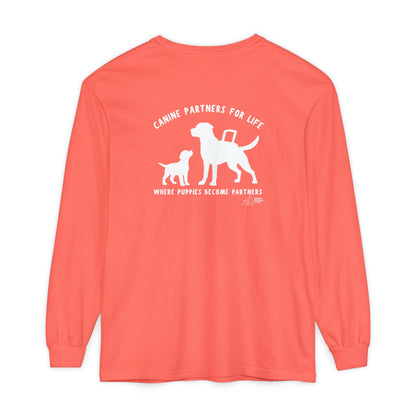 Where Puppies Become Partners Unisex Comfort Colors Long Sleeve