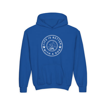 Life is Better with a Dog Kids Gildan Hooded Sweatshirt