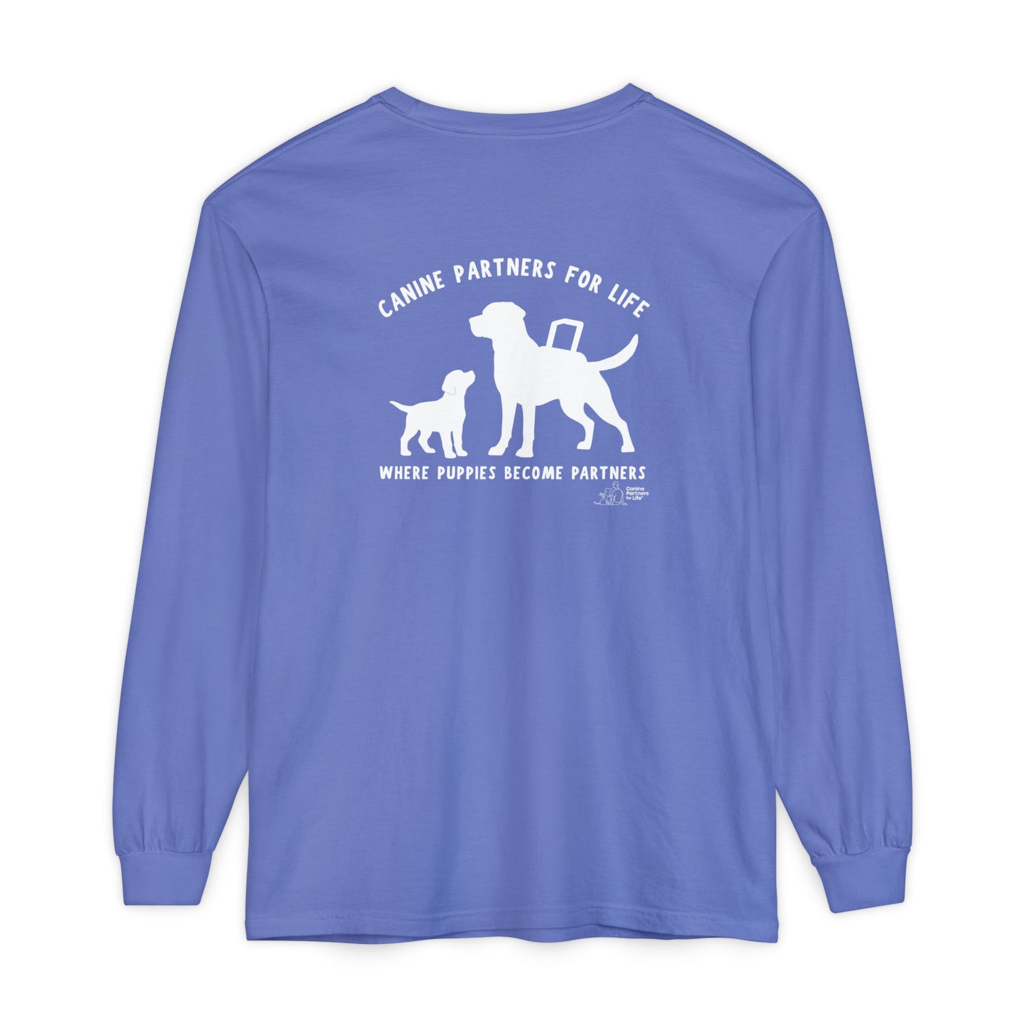 Where Puppies Become Partners Unisex Comfort Colors Long Sleeve