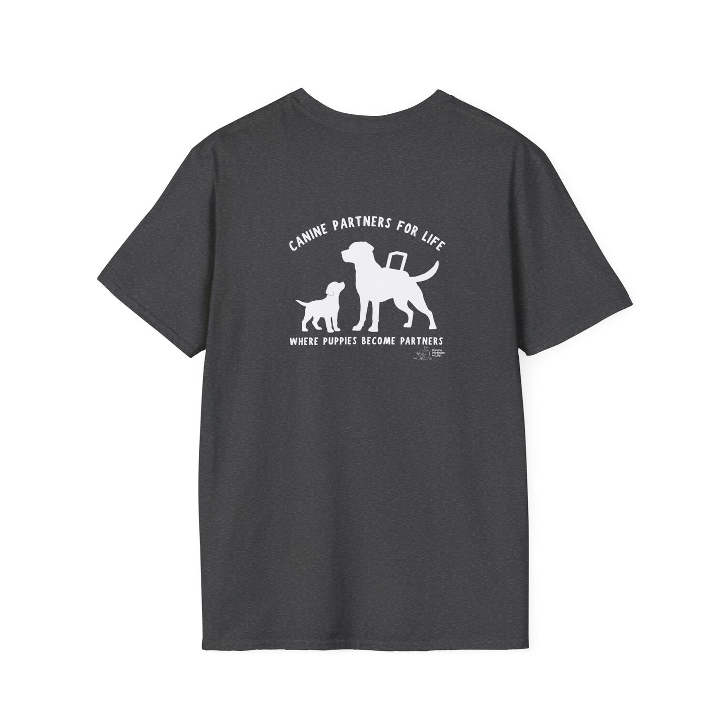 Where Puppies Become Partners Unisex Gildan Soft T-Shirt