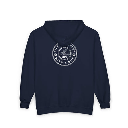 Life is Better with a Dog Hooded Zip-Up Unisex Sweatshirt