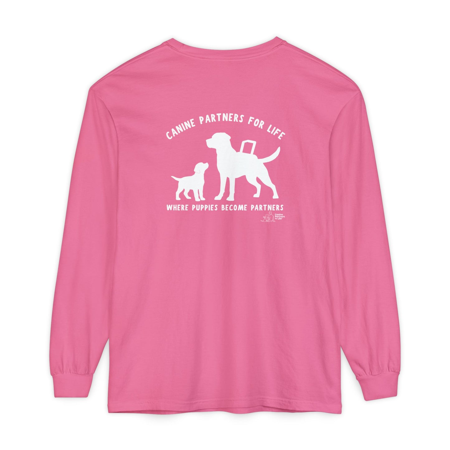 Where Puppies Become Partners Unisex Comfort Colors Long Sleeve
