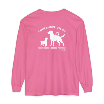 Where Puppies Become Partners Unisex Comfort Colors Long Sleeve