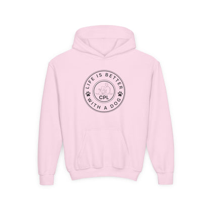 Life is Better with a Dog Kids Gildan Hooded Sweatshirt