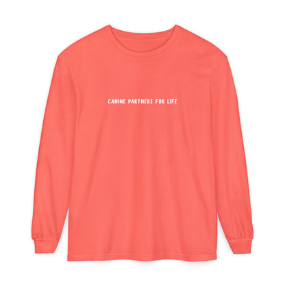 Where Puppies Become Partners Unisex Comfort Colors Long Sleeve
