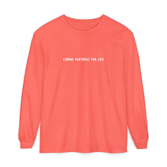 Where Puppies Become Partners Unisex Comfort Colors Long Sleeve
