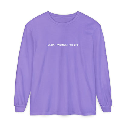Where Puppies Become Partners Unisex Comfort Colors Long Sleeve