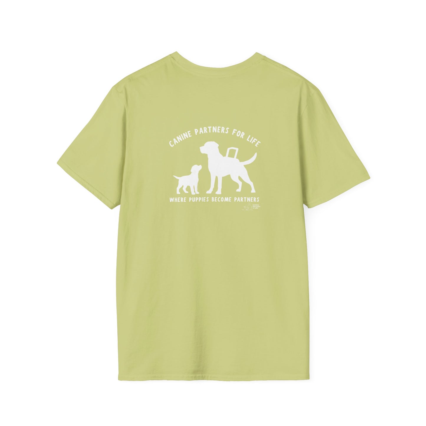 Where Puppies Become Partners Unisex Gildan Soft T-Shirt