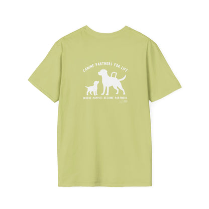 Where Puppies Become Partners Unisex Gildan Soft T-Shirt