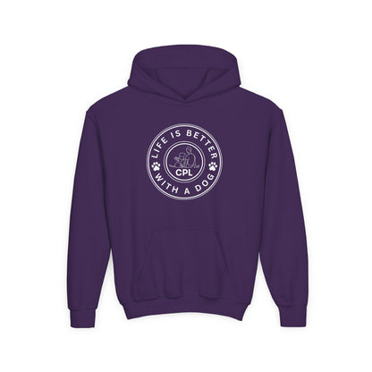 Life is Better with a Dog Kids Gildan Hooded Sweatshirt