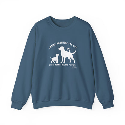 Where Puppies Become Partners Unisex Gildan Crewneck
