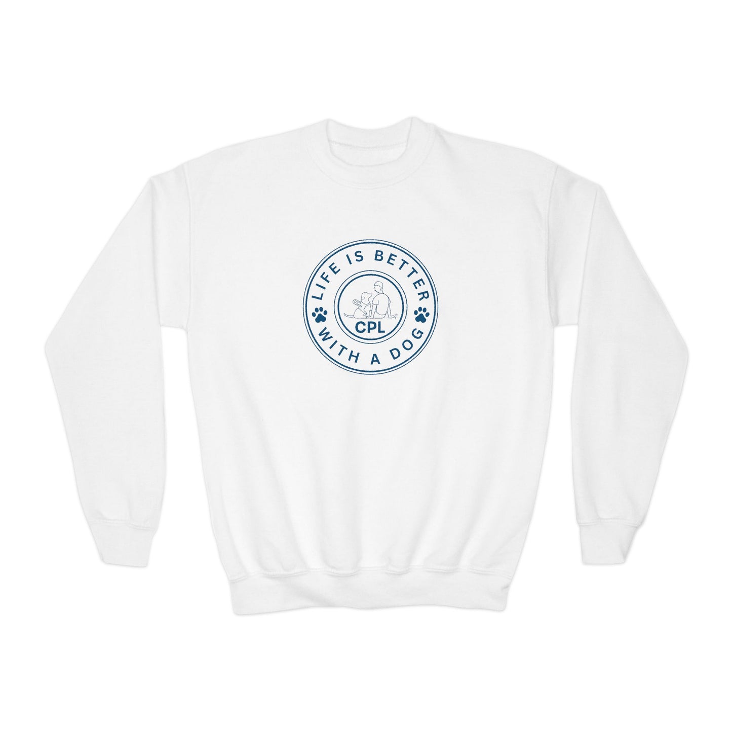 Life is Better with a Dog Kids Gildan Crewneck Sweatshirt
