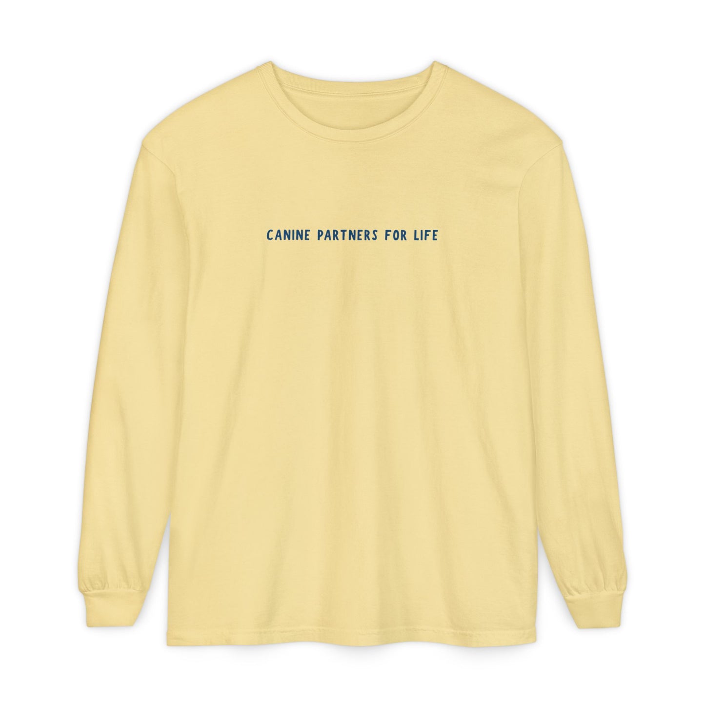 Where Puppies Become Partners Unisex Comfort Colors Long Sleeve