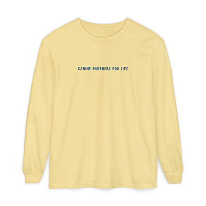 Where Puppies Become Partners Unisex Comfort Colors Long Sleeve