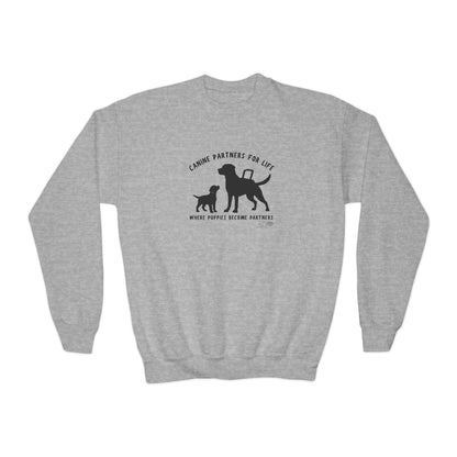 Where Puppies Become Partners Kids Gildan Crewneck Sweatshirt