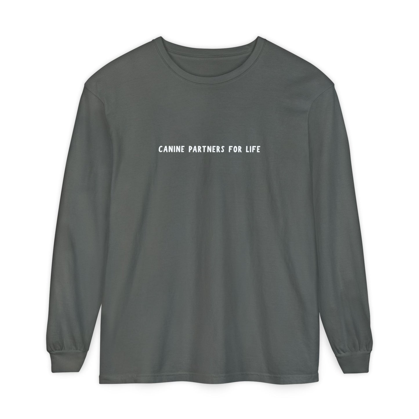 Where Puppies Become Partners Unisex Comfort Colors Long Sleeve