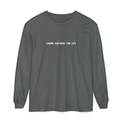 Where Puppies Become Partners Unisex Comfort Colors Long Sleeve
