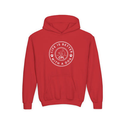 Life is Better with a Dog Kids Gildan Hooded Sweatshirt