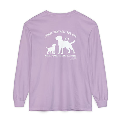 Where Puppies Become Partners Unisex Comfort Colors Long Sleeve
