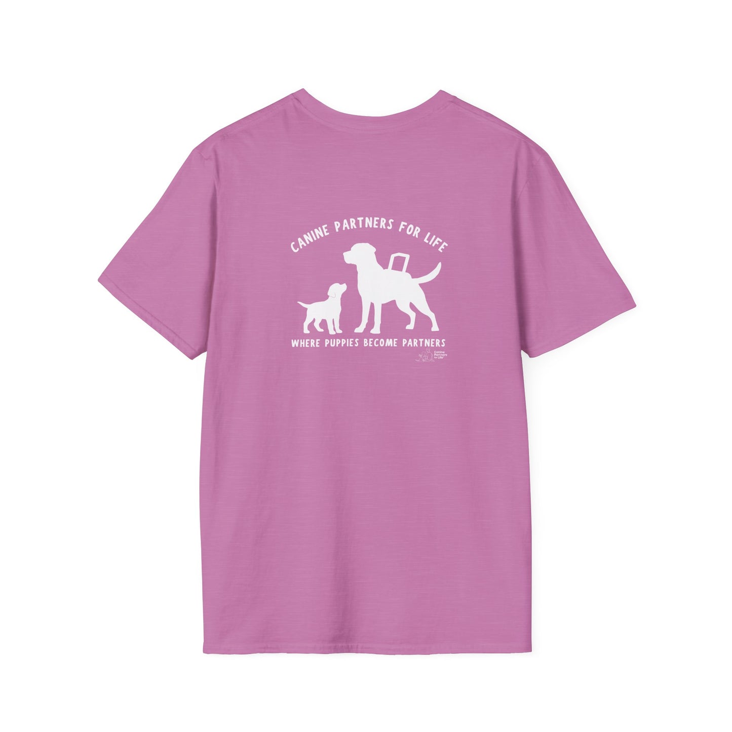 Where Puppies Become Partners Unisex Gildan Soft T-Shirt