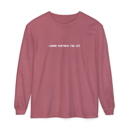 Where Puppies Become Partners Unisex Comfort Colors Long Sleeve
