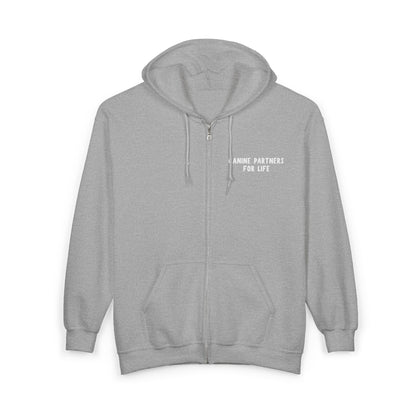Where Puppies Become Partners Hooded Zip-Up Unisex Sweatshirt
