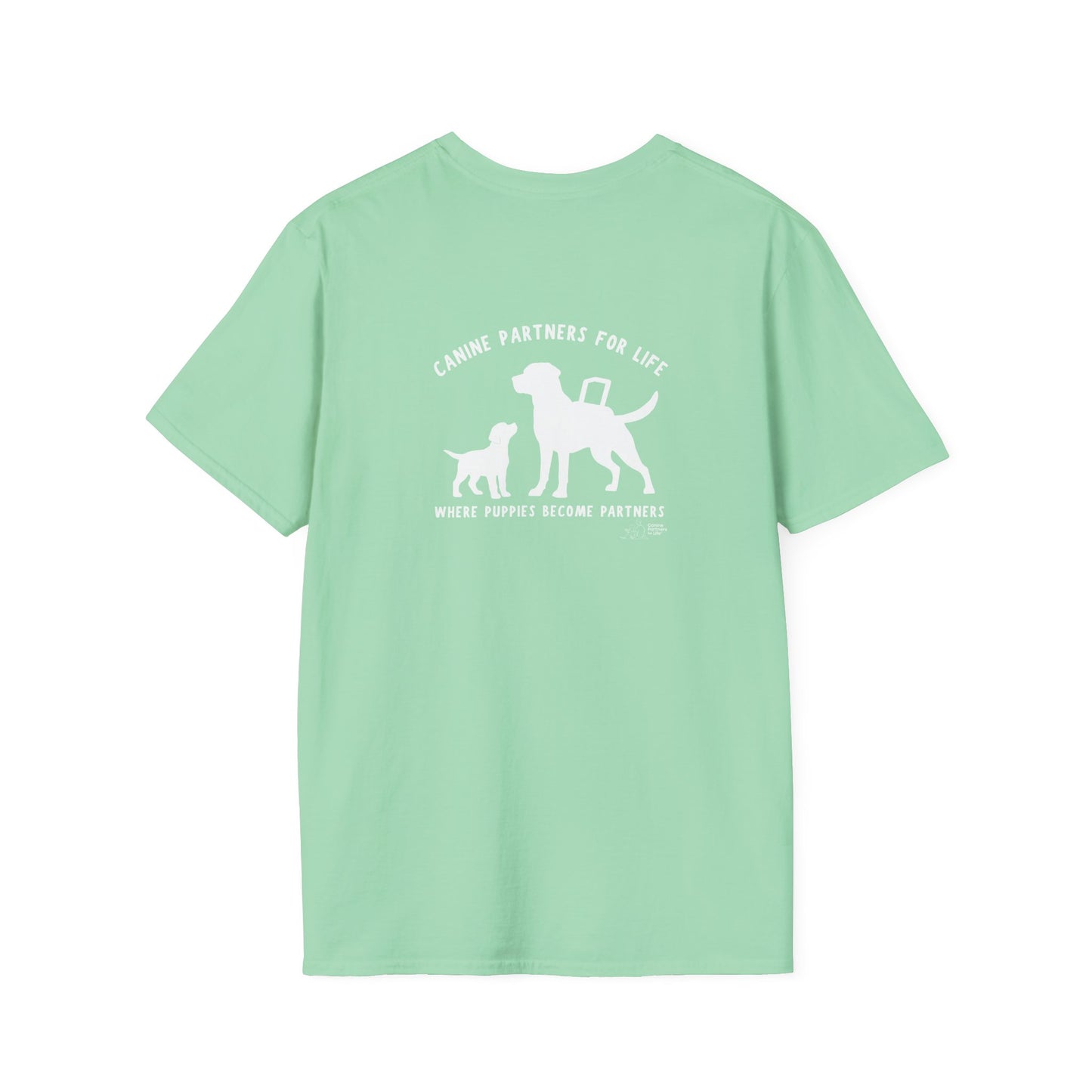 Where Puppies Become Partners Unisex Gildan Soft T-Shirt