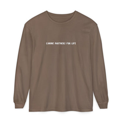 Where Puppies Become Partners Unisex Comfort Colors Long Sleeve