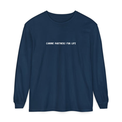Where Puppies Become Partners Unisex Comfort Colors Long Sleeve