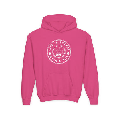 Life is Better with a Dog Kids Gildan Hooded Sweatshirt