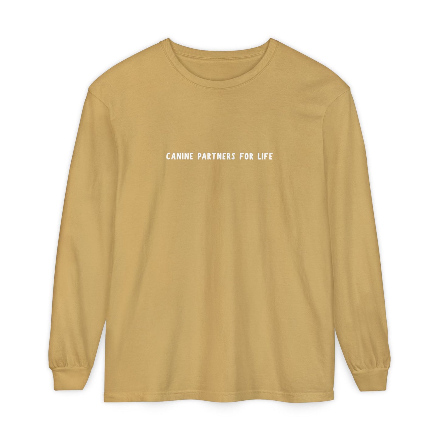 Where Puppies Become Partners Unisex Comfort Colors Long Sleeve
