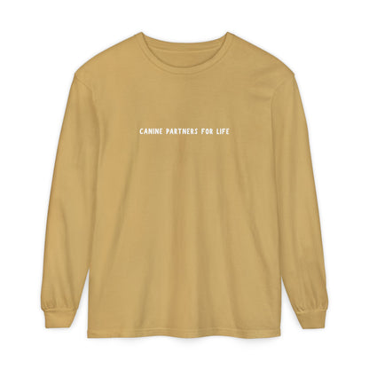 Where Puppies Become Partners Unisex Comfort Colors Long Sleeve