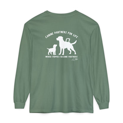 Where Puppies Become Partners Unisex Comfort Colors Long Sleeve