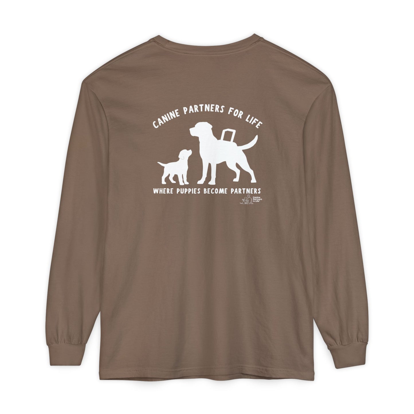Where Puppies Become Partners Unisex Comfort Colors Long Sleeve