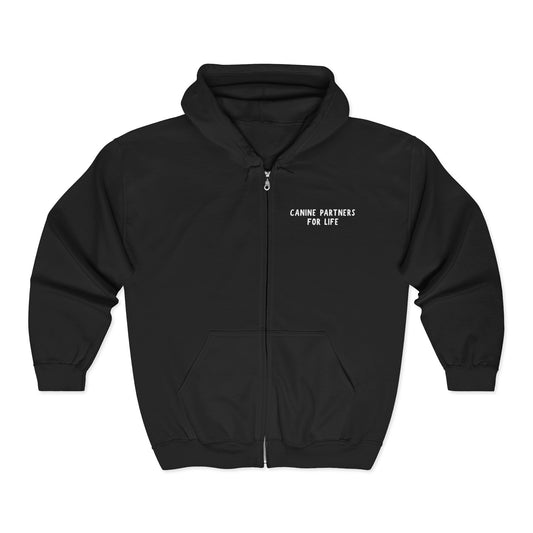 Where Puppies Become Partners Hooded Zip-Up Unisex Sweatshirt