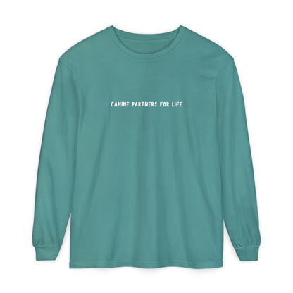 Where Puppies Become Partners Unisex Comfort Colors Long Sleeve
