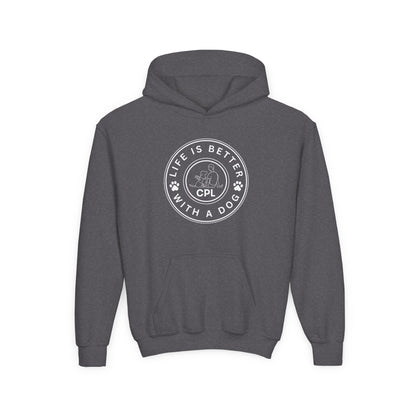 Life is Better with a Dog Kids Gildan Hooded Sweatshirt